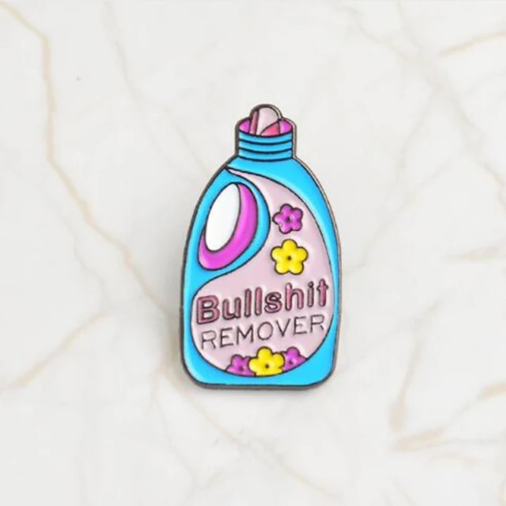 Hilarious Floral Laundry Detergent “Bullshit Remover” Metal Enamel Pin Brooch